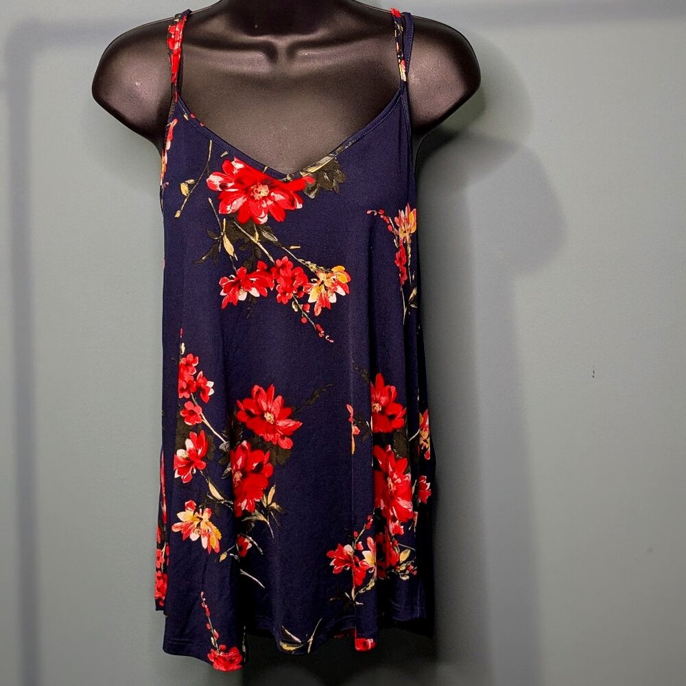 Paper Moon Basima Blue and Red Floral Strappy Tank Top